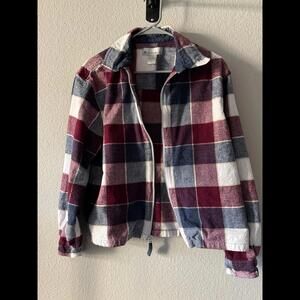 Dressbarn Women's Red White Blue Plaid Full Zip Jacket- Size XL